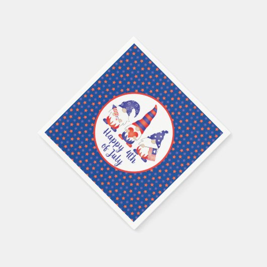 Vrolijk op 4 juli Gnomes Red White Blue Servet (Hoek)