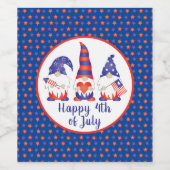 Vrolijk op 4 juli Gnomes Red White Blue Wijn Etiket (Enkel label)