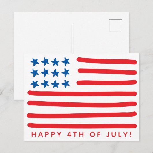 Vrolijk op 4 juli | Handtekening Amerikaanse vlag Briefkaart (Voorkant / Achterkant)