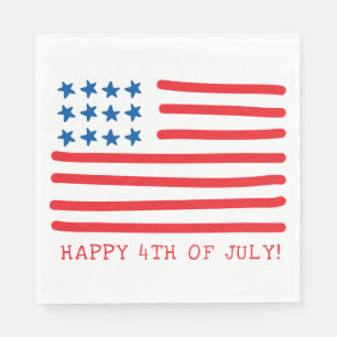 Vrolijk op 4 juli Handtekening Amerikaanse vlag Servet