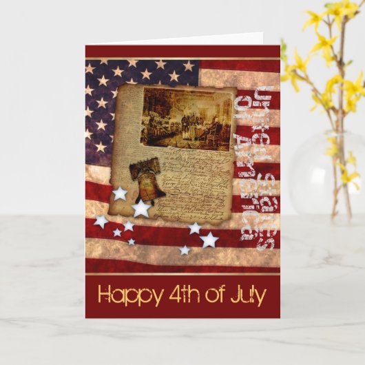 Vrolijk op 4 juli kaart (Gele Bloem)