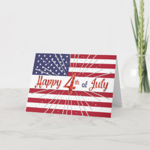 Vrolijk op 4 juli Kaart - Amerikaanse vlag en Spar