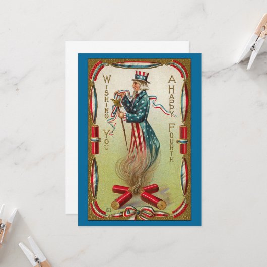 Vrolijk op 4 juli!  kunst kaart (Voorkant / Achterkant in situ)