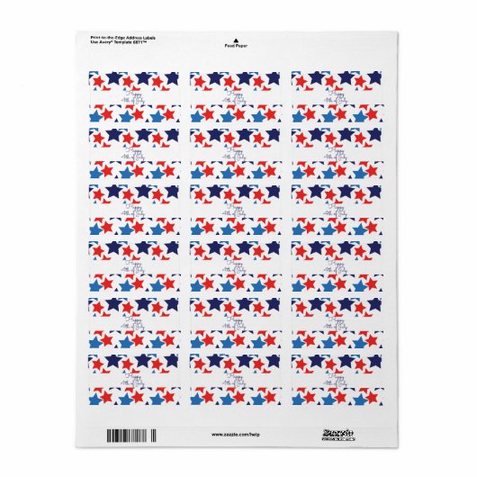 Vrolijk op 4 juli/Onafhankelijkheidsdag Etiket (Full Sheet)