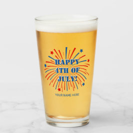 Vrolijk op 4 juli op maat bier cadeau glas