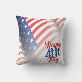 Vrolijk op 4 juli Patriottische Amerikaanse vlag Kussen