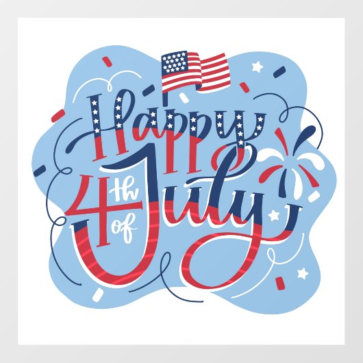 Vrolijk op 4 juli raamsticker (Vel)