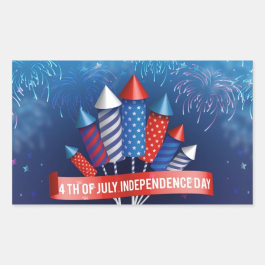 Vrolijk op 4 juli rechthoekige sticker (Voorkant)