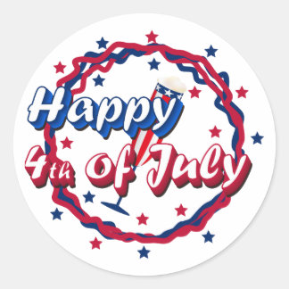 Vrolijk op 4 juli ronde sticker