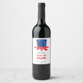 Vrolijk op 4 juli Rood Blauw Patriottische Partij Wijn Etiket (Voorkant)