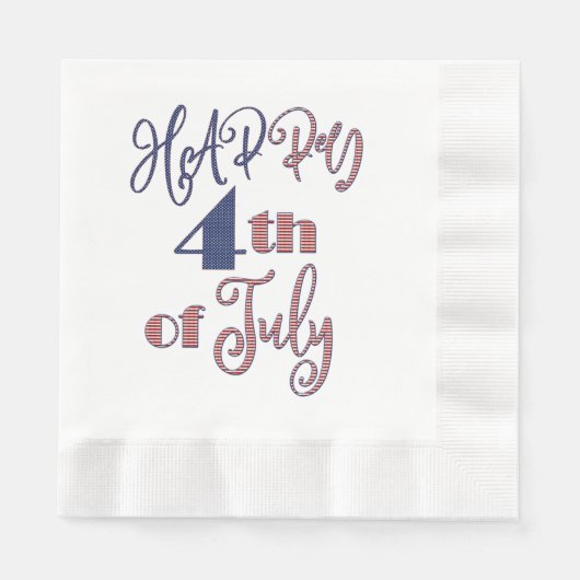 Vrolijk op 4 juli Rood Blauw Stars en Stripes Servet (Voorkant)