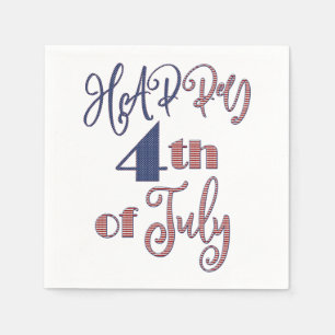 Vrolijk op 4 juli Rood Blauw Stars en Stripes Servet
