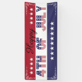 Vrolijk op 4 juli Rood Blauw Stars en Stripes Spandoek (Verticaal)