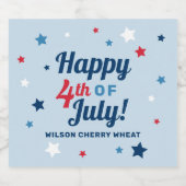 Vrolijk op 4 juli Rood wit en Blauw Patriottisch Bier Etiket (Enkel label)