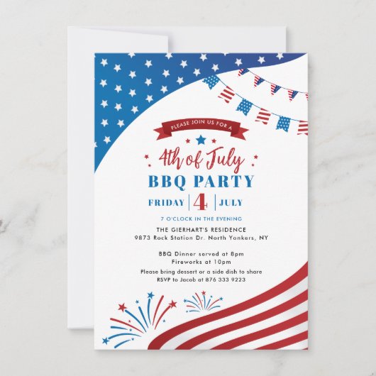 Vrolijk op 4 juli Rood wit en Blauw Patriottisch Kaart (Voorkant)