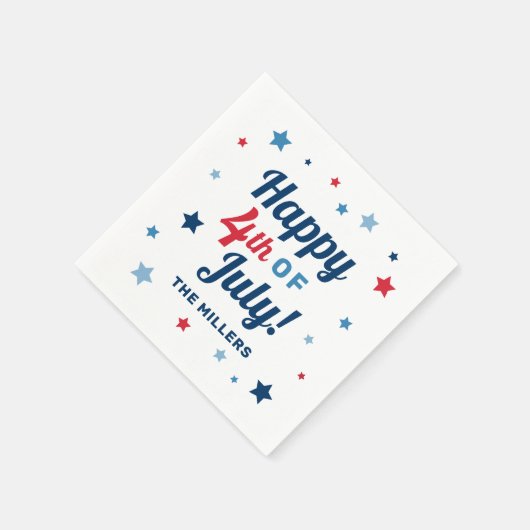 Vrolijk op 4 juli Rood wit en Blauw Patriottisch Servet (Hoek)