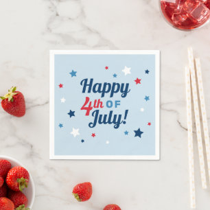 Vrolijk op 4 juli Rood wit en Blauw Patriottisch Servet