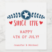 Vrolijk op 4 juli | Sinds 1776 - Patriottisch Wijn Etiket (Enkel label)