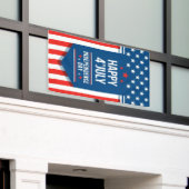 Vrolijk op 4 juli spandoek (Buitenkant Gebouw)