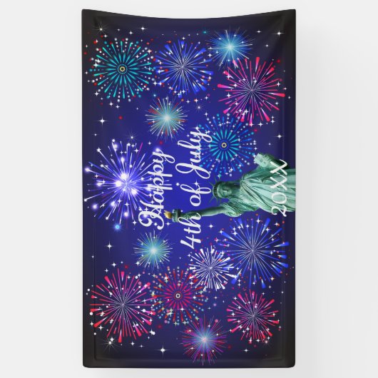 Vrolijk op 4 juli spandoek (Verticaal)