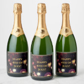 Vrolijk op 4 juli sparkling wijnetiket (Flessen)