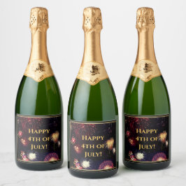 Vrolijk op 4 juli sparkling wijnetiket