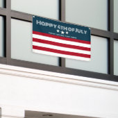 Vrolijk op 4 juli Stars en Stripes Party Outdoor Spandoek (Buitenkant Gebouw)