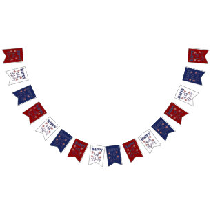 Vrolijk op 4 juli Stars en Stripes Red White Blue Vlaggetjes
