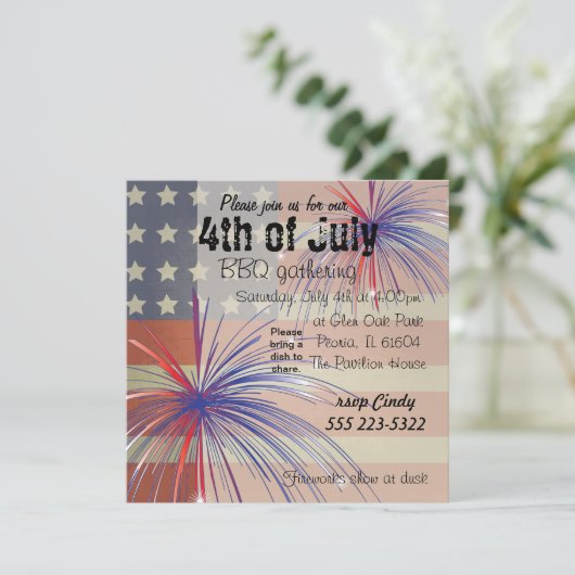 Vrolijk op 4 juli |  stijl kaart (Staand voorkant)