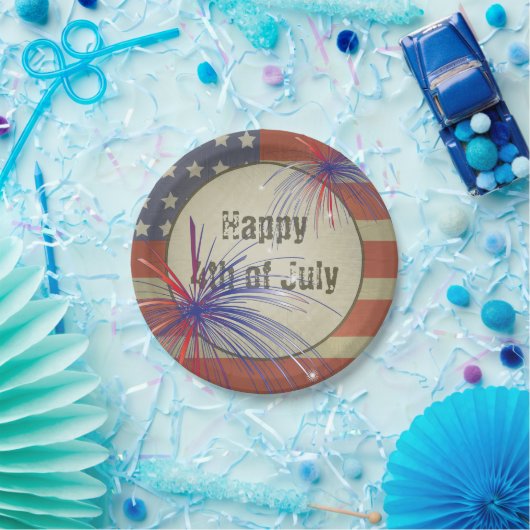 Vrolijk op 4 juli | stijl papieren bordje (Feest)