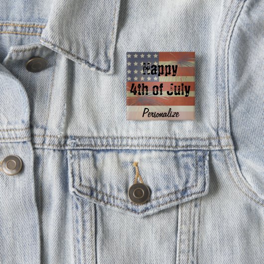 Vrolijk op 4 juli | stijl vierkante button 5,1 cm (In situ)