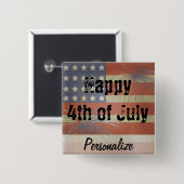 Vrolijk op 4 juli | stijl vierkante button 5,1 cm (Voorkant /achterkant)