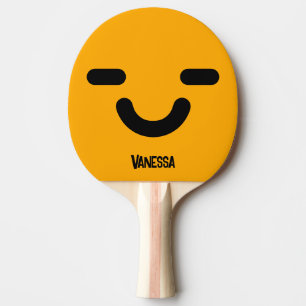 Vrolijk Oranje Gezicht met Naam Tafeltennisbatje
