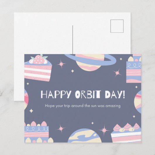 Vrolijk Orbit Day. Briefkaart (Voorkant / Achterkant)