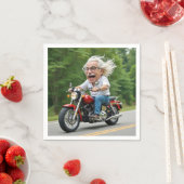 Vrolijk oud Man op een motor Servet (Insitu)