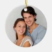 Vrolijk paar foto kerst keramisch ornament (Voorkant)