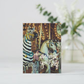 Vrolijk paard en Zebra Verbazen jezelf Inspirerend Feestdagenkaart (Staand voorkant)