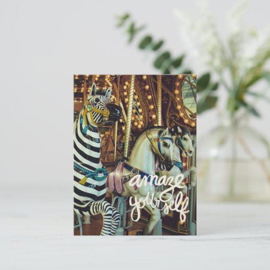 Vrolijk paard en Zebra Verbazen jezelf Inspirerend Feestdagenkaart (Staand voorkant)