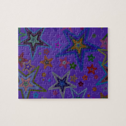 Vrolijk Paars kerstfeest, sterren Heaven Star Legpuzzel (Horizontaal)