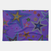 Vrolijk Paars kerstfeest, sterren Heaven Star Theedoek (Horizontaal)