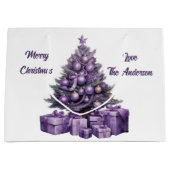 Vrolijk Paarse kerst Groot Cadeauzakje (Voorkant)