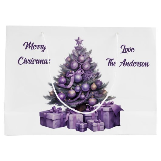 Vrolijk Paarse kerst Groot Cadeauzakje (Achterkant)