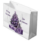 Vrolijk Paarse kerst Groot Cadeauzakje (Voorkant Gekanteld)