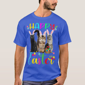 Vrolijk paasdag drie kat met Bunny Ears Bask T-shirt