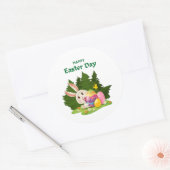 Vrolijk Paasdag en Bunny wil grappig Ronde Sticker (Envelop)