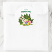 Vrolijk Paasdag en Bunny wil grappig Ronde Sticker (Tas)