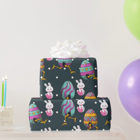 Vrolijk paasdag - Funny Bunny Wishes Pattern Cadeaupapier (Feestgeschenken)