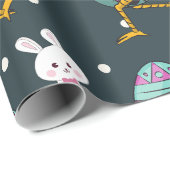 Vrolijk paasdag - Funny Bunny Wishes Pattern Cadeaupapier (Rol Hoek)