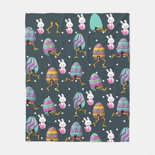 Vrolijk paasdag - Funny Bunny Wishes Pattern Fleece Deken (Voorkant)