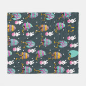 Vrolijk paasdag - Funny Bunny Wishes Pattern Fleece Deken (Voorkant (Horizontaal))